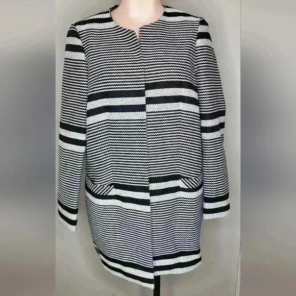 Womens Pure Collection Black Longline Striped Jacket - Black NWT New Size 8/10 - Picture 3 of 16